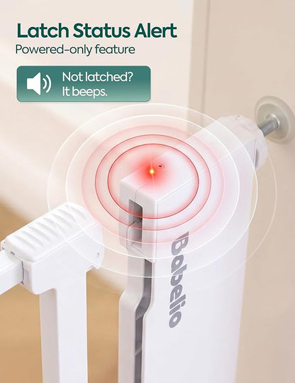 Babelio Smart Baby Gate with Auto-Unlock/Close, Pressure Mounted No Drill for Doorways/Top of Stairs. Pet/Dog Door Wide Walk Thru w/Infrared Sensor & Instant Safety Alert (White, 30.3-47.2" W, 30" H)