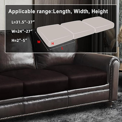 ANARACHON Leather Look Couch Cushion Covers Sofa Seat Slipcovers Sets Couches Furniture Protector for Sectional Armchair Loveseat Pets Kids Stretch Spandex Fabric (3 Cushion XL Sofa, Chocolate)