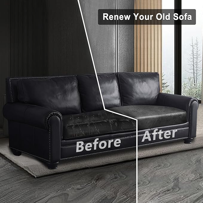 ANARACHON Leather Look Couch Cushion Covers Sofa Seat Slipcovers Sets Couches Furniture Protector for Sectional Armchair Loveseat Pets Kids Stretch Spandex Fabric (1 Cushion Loveseat, Dark Grey)