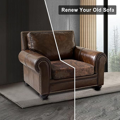 ANARACHON Leather Look Couch Cushion Covers Sofa Seat Slipcovers Sets Couches Furniture Protector for Sectional Armchair Loveseat Pets Kids Stretch Spandex Fabric (1 Cushion Armchair, Dark Brown)