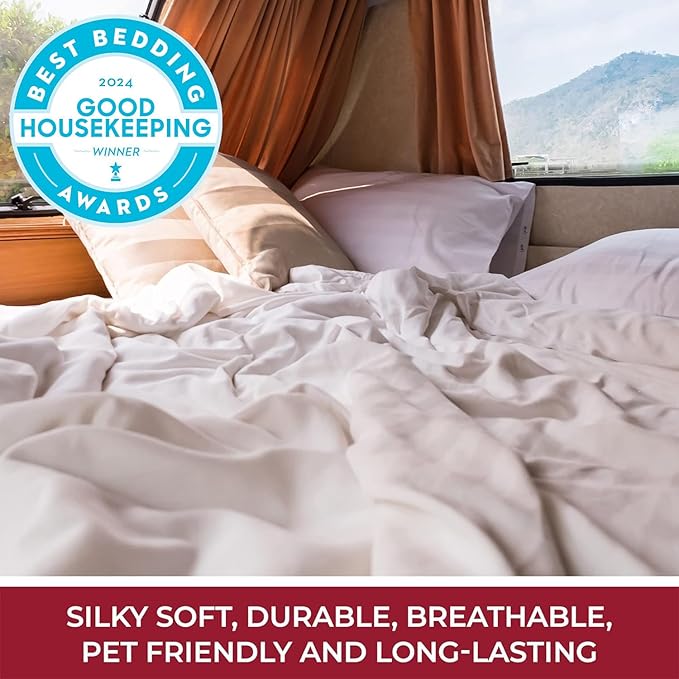 Mellanni RV Short Queen Sheets - 4 PC Iconic Collection Bedding - Hotel Luxury, Extra Soft, Cooling Bed Sheets - Deep Pocket up to 10 inch (RV/Short Queen, Brick Red)