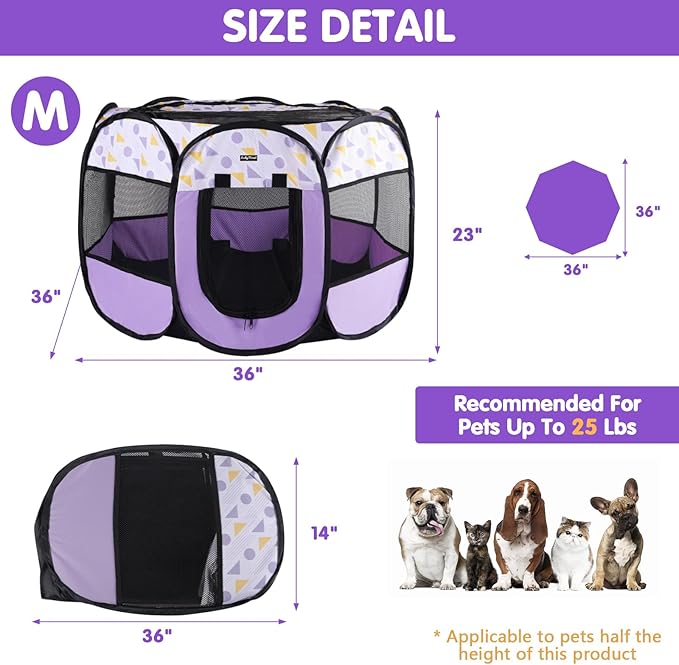 Lucky Monet Portable Dog Cat Playpen Small Dog Puppy Kitten Play Pens Indoor Pop Up Travel Dog Pen for Outdoor Camping Use
