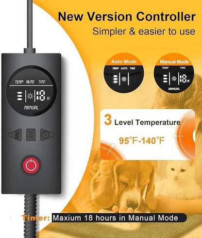 uncn Dog Cat Heating Pad Pressure Activated 15 X 17 Pet Heat Pack Automatic Electric Heated Bed Mat for Indoor Warming Pad Chew Resistant Cord, Adjustable Temperature Waterproof Washable (Small)