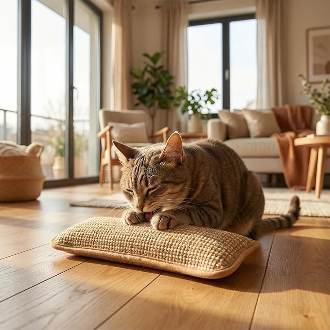 Cat Toy, Interactive Catnip Chew Toy, Durable 12 Inches Catnip Kicker Soft Sisal Pillow with Organic Catnip for Kittens and Adult Cats for Indoor Scratching, Chewing & Teething (2)