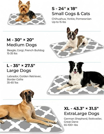 Dog Cooling Mat for Dogs & Cats, Soft Breathable Cooling Pad for Dog Bed, 23"x18" Self Cooling Crate Mat for Dogs, No Gel Washable Non-Slip Pet Cooling Mat Indoor Outdoor, Gray