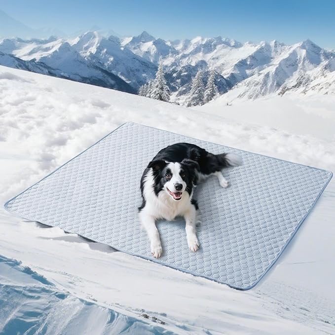Soulbond Cooling Mat for Large Dogs - 40"x50" Washable Cooling Pad for Puppy, QMAX>0.3, Anti-Slip Bottom, Portable Summer Pet Cool Kennel Bed Pad for Outdoor/Indoor/Cars/Travel Use, Light Blue