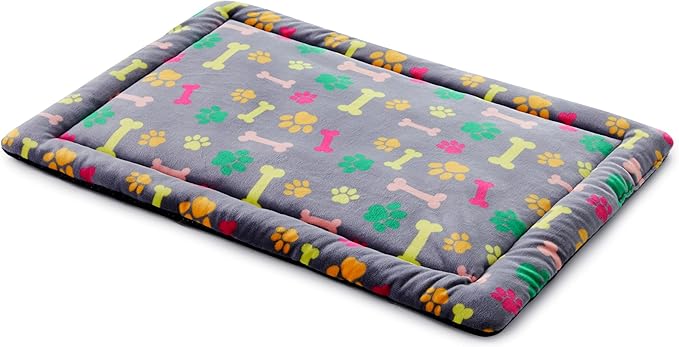 Allisandro Lightweight Waterproof Dog Bed Pad, 1.5" Thick Travel Mat for Crates, Kennels & Elevated Beds, Washable Non-Slip Sleeping Mat for Small to Large Dogs, 30 x 19 Inches, Vivid Bone