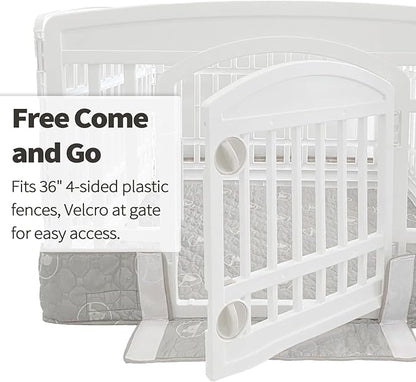 PJYuCien Dog Playpen Bottom Pad Fits for 36 Inch 4 Panels Exercise Pet Pen, Using as a Fence Stabilization and Puppy Pen Mat, Hoop and Loop Design, Grey (Playpen Not Included)