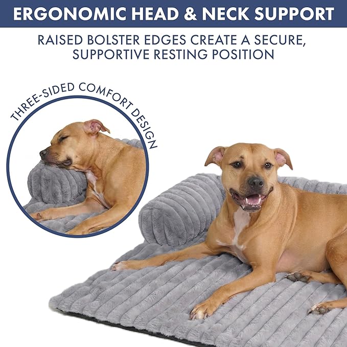 Spark Paws Luxury Dog Couch Cover Bed, Calming Pet Furniture Protector for Large & Small Dogs, Washable Bolster Dog Bed for Couch, Sofa & Bed - Grey, XL