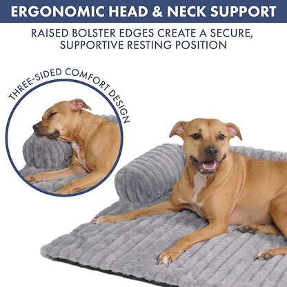 Spark Paws Luxury Dog Couch Cover Bed, Calming Pet Furniture Protector for Large & Small Dogs, Washable Bolster Dog Bed for Couch, Sofa & Bed - Grey, Medium