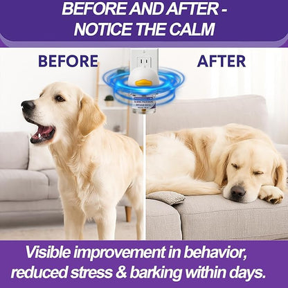 Dog Calming Pheromones Diffuser & 6 in 1 Kit Appeasing Dog Pheromone Diffuser to Calm (2 Plug in+4 x48ml Refill) Dog Calming Diffuser Anxiety Reduce Aggression Fighting Barking Stress 120 Day Supply