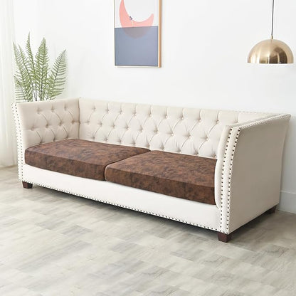 Yates Home PU Leather Couch Sofa Cushion Slipcover Elastic Chair RV Seat Covers Loveseat Slip Cover for Seater Replacement in Living Room(2 Piece Large Sofa Cushion Covers,Brown)