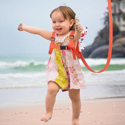 Accmor Toddler Harness Leash + Anti Lost Wrist Link, Cute Butterfly Kids Leash for Outdoor Travel, Child Walking Harness Wristband Assistant Strap Belt Keep Kids Close for Baby Boys Girls (Orange)