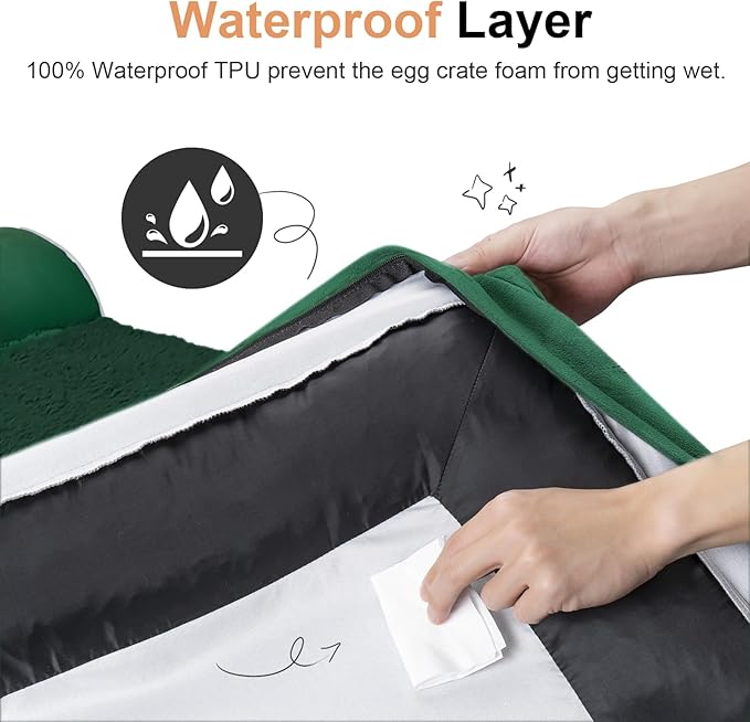 Large Dog Bed Orthopedic Washable: Jumbo Dog Bed Bolster Extra Large Dogs Egg Crate Foam Sofa Couch Waterproof Removable Cover - Emerald
