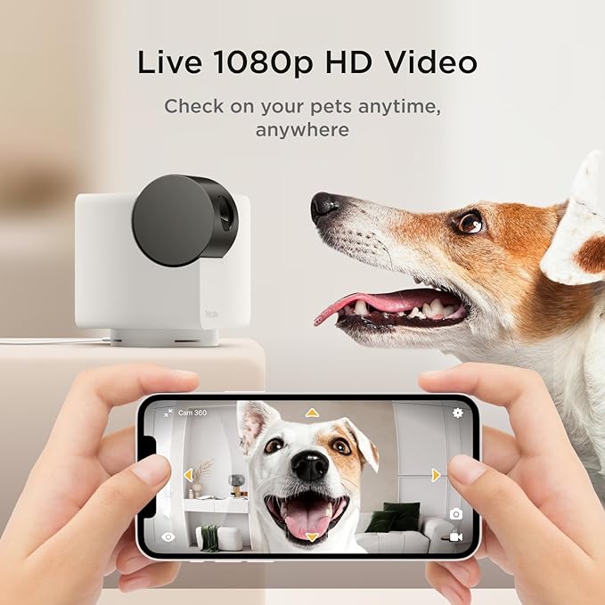 Petcube Pan-Tilt Cam 360° View The Pack of 2 Cameras – 1080p HD Dome Camera, WiFi Pet & Home Security, Complete 360° Surveillance, Night Vision, AI Alerts
