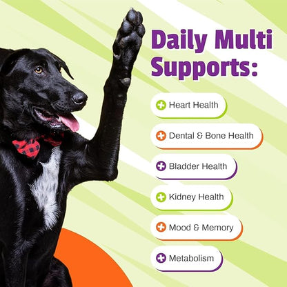Pet Naturals Daily Multivitamin for Dogs, Veggie Flavor, 300 Chews - Yummy Chews with Amino Acids, and Antioxidants - Supports Energy, Metabolic Function and Pet Wellness