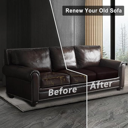 ANARACHON Leather Look Couch Cushion Covers Sofa Seat Slipcovers Sets Couches Furniture Protector for Sectional Armchair Loveseat Pets Kids Stretch Spandex Fabric (3 Cushion Sofa, Chocolate)