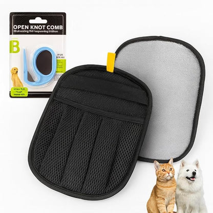 Pet Grooming Hair Removal Glove & Handy Brush Set (6 Pack) – Reusable Fur Remover for Dogs & Cats, Easy Deshedding Tool for Sofa, Clothes, Carpet & Car Seats