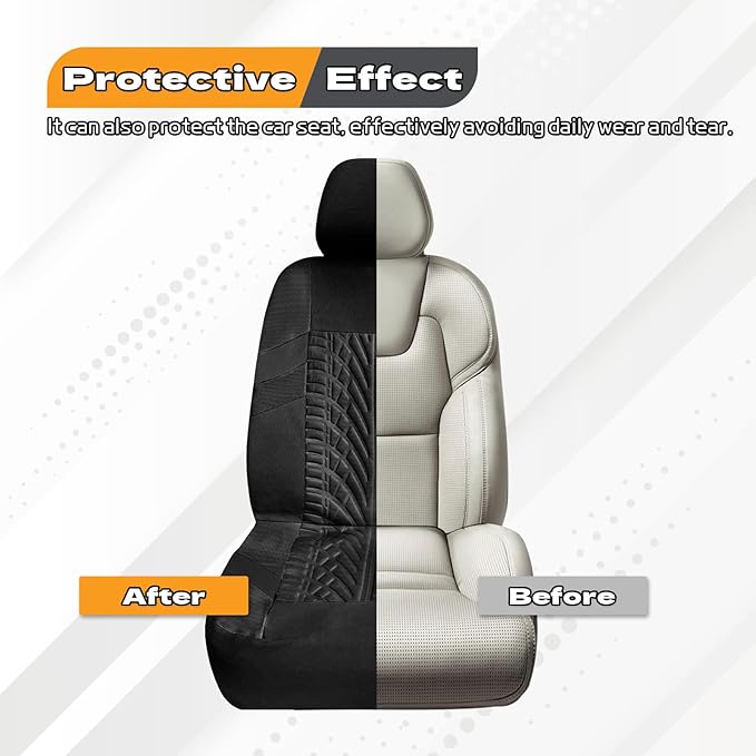 2PCS Car Front Seat Cover with 2 Headrest Covers, Breathable Waterproof Seat Covers for Front Seats, Universal Seats Cover Protector Car Accessories for Most Vehicles (Black)
