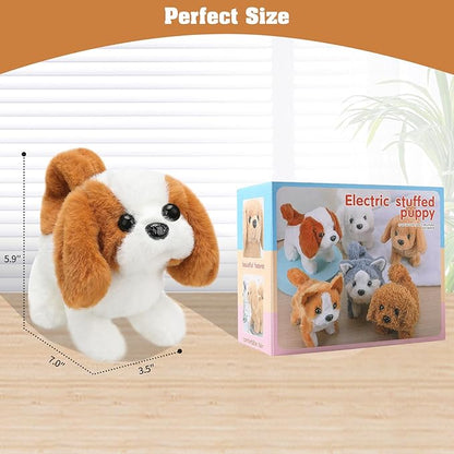 KSABVAIA Plush Saint Bernard Toy Puppy Electronic Interactive Dog - Walking, Barking, Tail Wagging, Stretching Companion Animal for Kids Toddlers