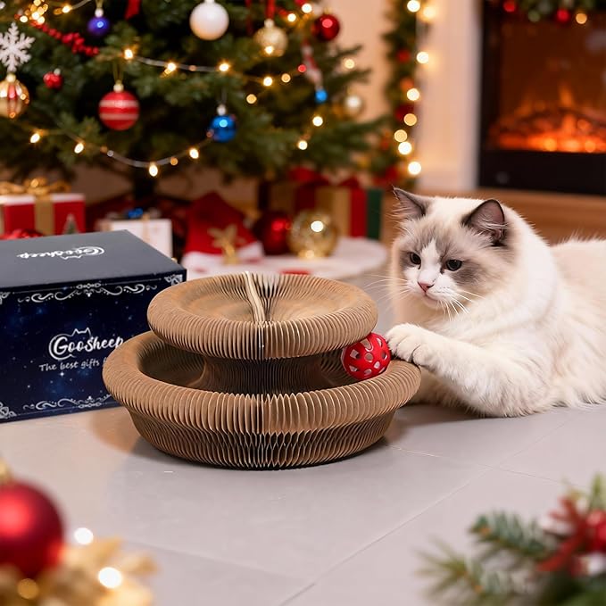 Goosheep 2Pack Kitty Kurlz Magic Organ Cat Scratching Board Cat Accordion Toy Cats Scratching Post Ball Track, Kitten Fun Intelligence Physical Exercise Educational Toy