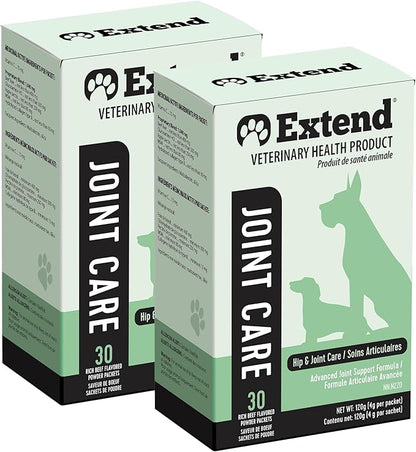 Extend Dog Hip and Joint Supplement Beef Flavored Powder Packets with Glucosamine, Chondroitin, MSM & Collagen, Hip & Joint Support, Mobility & Cartilage Health, Daily Dog Supplement, 60 Count