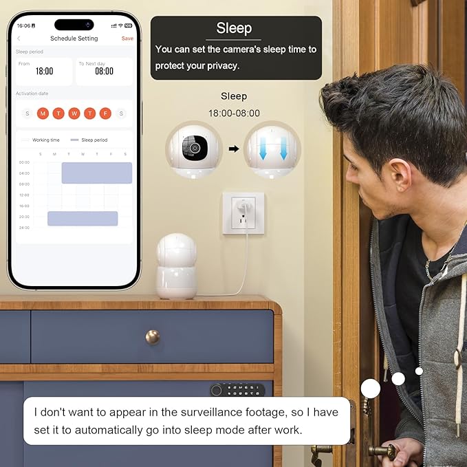 Camera for Home Security,2K Pet Camera with Speaker,Indoor Camera Wireless with Phone App,Auto Tracking/Super Night Vision,Cloud/SD Card Storage,2.4 GHz,White