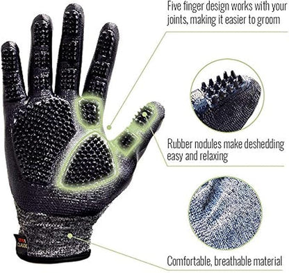 Pet Grooming Gloves for Dogs and Cats Deshedding Brush and Bathing Mitt with Soft Rubber Tips Gentle Massage Tool Removes Loose Hair Dirt and Dander Reduces Shedding Easy to Clean