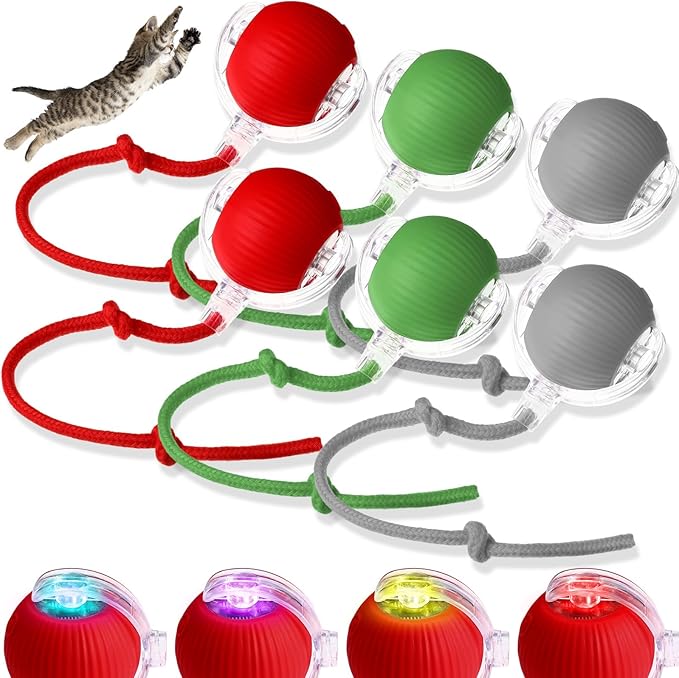 WinnerWhy 6 Pack Interactive Cat Ball Toy 360° Automatic New Interactive Rolling Ball Rechargeable Gifts for Cat Dog Lovers Indoor Exercise Electric Self Rolling Toy Large and Small Puppy Kitten Bulk
