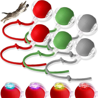 WinnerWhy 6 Pack Interactive Cat Ball Toy 360° Automatic New Interactive Rolling Ball Rechargeable Gifts for Cat Dog Lovers Indoor Exercise Electric Self Rolling Toy Large and Small Puppy Kitten Bulk