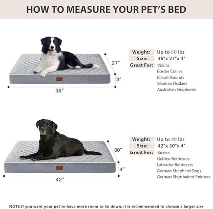 WNPETHOME Orthopedic XL Dog Beds Large Sized Dog, Waterproof Extra Large Dogs Bed with Removable Washable Cover, Multi-Needle Quilting Dogs Crate Bed