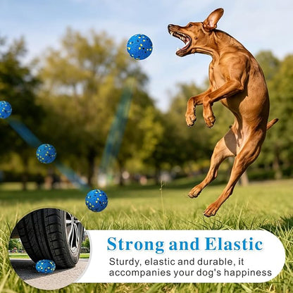 Idepet Dog Toy Ball Tennis Balls for Aggressive Chewers,Nontoxic Bite Resistant Toys ETPU High-Bounce Floating Fetch Toys for Teething for Small Medium Dogs (Blue&Blue, 4 Balls-2.75in)