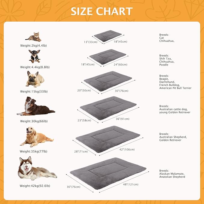 Reversible Dog Bed Mat with Plush and Corn Velvet,Soft Warm Pet Cushion, Dual Purpose Washable Sleeping Mattress Bed for Small Medium Large Dog and Cat XB004 (36"x23", Light Grey)