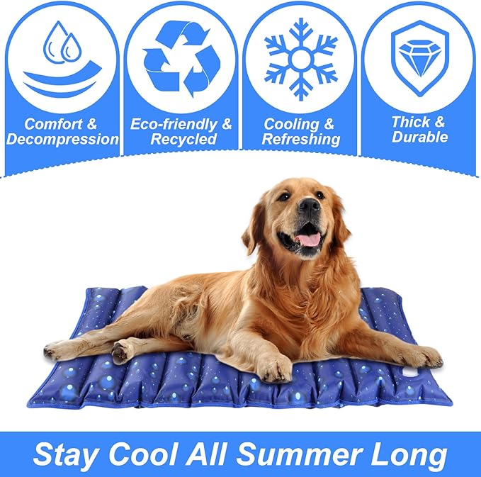 Dog Cooling Mat, 35.4" x 18.9", Cooling Mat for Dogs and Cats, Suitable for All Types of Pets, Durable Cooler Fabric for Better Cool Sensation, Keeping Pets Cool in Summer Heat (Dewdrop)