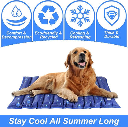 Dog Cooling Mat, 35.4" x 18.9", Cooling Mat for Dogs and Cats, Suitable for All Types of Pets, Durable Cooler Fabric for Better Cool Sensation, Keeping Pets Cool in Summer Heat (Dewdrop)
