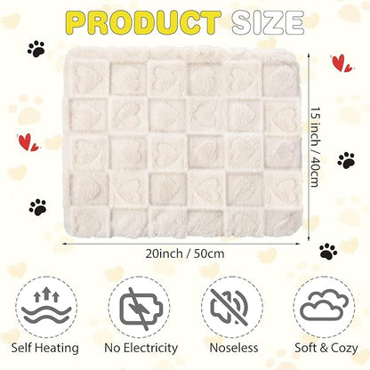 3 Pack Self Warming Cat Bed Mat Self Heating Dog Pad Reflects Body Warm Thermal Pet Pad Washable Non Slip Crate Kennel Bed Mat for Indoor Outdoor, 20 x 15 Inch(Cream)