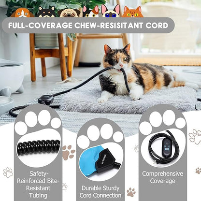Heating Pad for Cats Dogs, Thickened Calming Anti Anxiety Puppy Bed, Anti-Slip Fluffy Plush Faux Fur Cat Bed with Removable Washable Cover Non-Slip Bottom, Electric Cat Warming Pad(20 x 16)