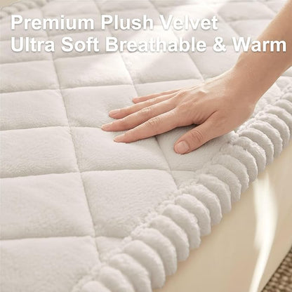 Smiry Fuzzy Couch Cover for Dogs, Non Slip Washable Pet Sofa Cover, Scratch Proof Hair Resistant Plush Sofa Slipcover, Pet Friendly Couch Cushion Protector for Cat, White, 27.6" x 70.9"