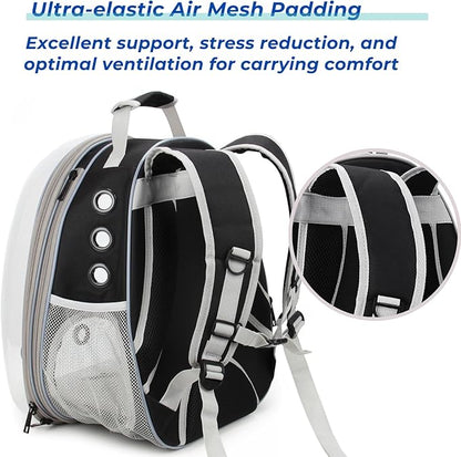 Lollimeow Cat Carrier Backpack, Expandable Bubble Pet Carrier for Cats and Small Dogs, Airline Approved Travel Backpack for Hiking, Walking & Outdoor Adventures - Supports up to 14 lbs