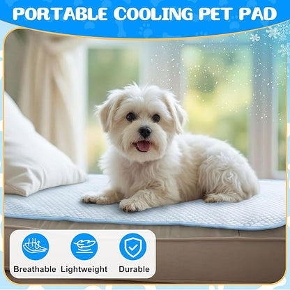 Chunful 4 Pack Dog Cooling Mat 26 x 20 Inches Pet Cooling Pads Summer Cat Self-Cooling Blanket Portable Washable Ice Silk Non-Skid Mat for Small Dogs Puppy and Cats up to 25 Lbs