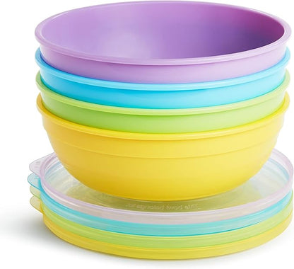 Munchkin® Love-a-Bowls™ 10 Piece Baby Feeding Set,Includes Bowls with Lids and Spoons,Multicolor,(Pack of 12)