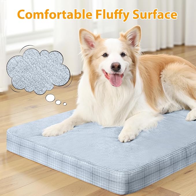 MIHIKK Washable Orthopedic Dog Bed for Large Dogs, XL Waterproof Pet Bed with Egg Crate Foam Strong Support, Machine Washable Cover & Anti-Slip Bottom & Durable Zipper 41x27(Gray)