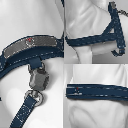 Magnetic Dog Harness and Leash Set with Quick Release Buckle, Easy On & Off Faux Leather Puppy Harness and Leash with Handle for Medium, Large Sized Dog