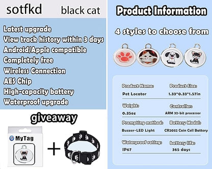 Cat Tracker Collar-Cat GPS Tracker-GPS Tracker for Cats-Pet Tracker | Dual-System Tracker | Android and iOS Universal | Waterproof | No Monthly Fee | Works with Any Collar