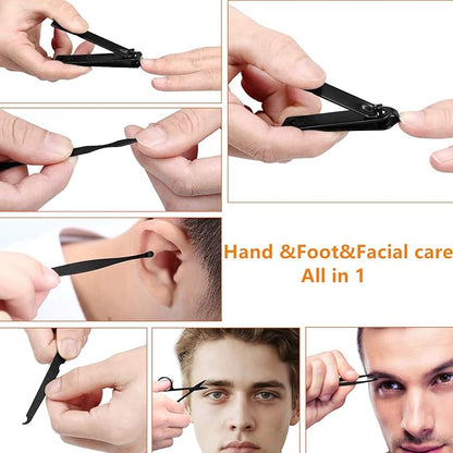 Manicure set Men Personal Care Tools Accessories Finger and Toe Nail Clippers Set Professional Manicure Pedicure Kit With Travel Case Nail Grooming Kit Gifts for Men Women Father Mother