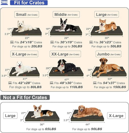 Comfort Dog Bed for Small Dogs & Cats, Waterproof Dog Crate Mat Orthopedic Egg Crate Foam with Washable Removable Cover, Coffee