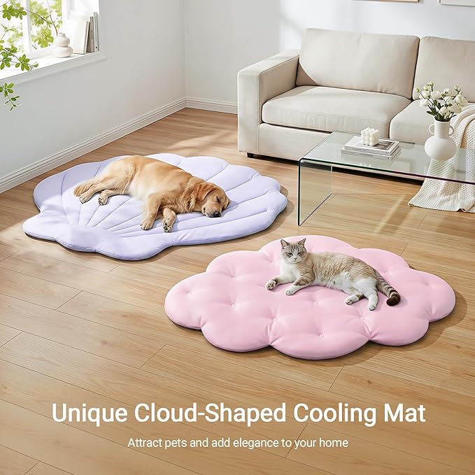 Dog Cooling Mat, 47'' × 35'' Large, Self-Cooling Mat for Dog, (Cool & Warm) Double-Sided Pet Cool Pads for Crate, Kennel, Machine Washable Summer Blanket, Cat Cool Bed, Pink