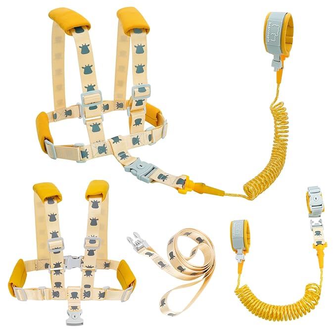 Toddler Leashes + Anti Lost Wrist Link for Kids, 4 in 1 Kid Harness Backpack Leash for Girls Boys, Reflective Kids Anti Lost Leash Cute Baby Harness Belt Strap Foldable Child Safety Leash for Park/Zoo