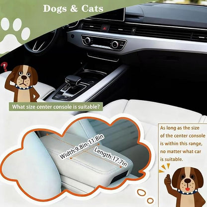 Cullaby Console Dog Car Seat - Portable Dogs Armrest Booster Seat for Small Dog, Anti-Collapse Pet Car Seat with Soft Cushion Safety Belt, Support Pet Up to 15lbs (Blue& White Stripes)
