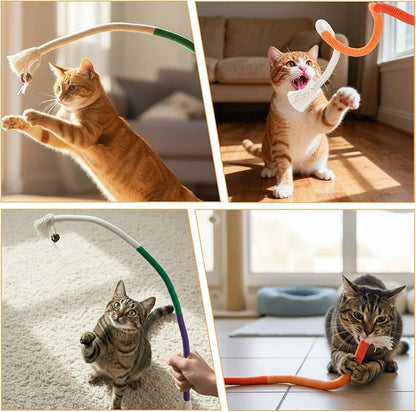6Pcs Cat Chew Rope Toy Pet Chew Toys Interactive Cat Nip Kicker Toy Bent Cats Rope Toys Bite-Proof Playthings Kitten ChewRopes Pet Supplies for All Breeds Cats Teeth Cleaning Stress Relief
